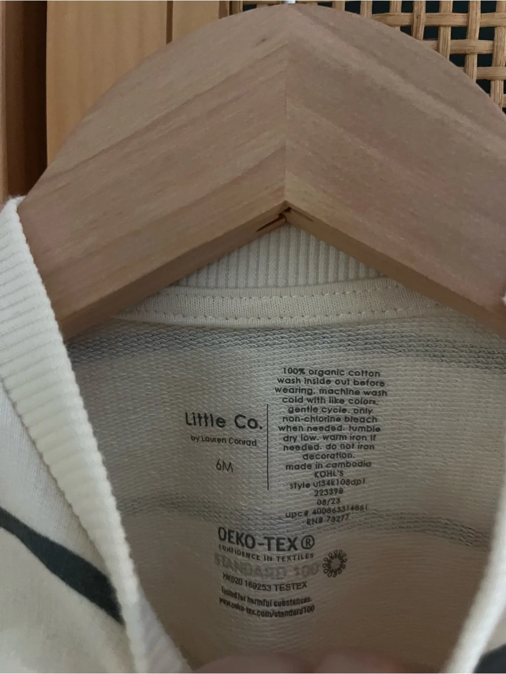 Little Co 6M Cream Striped Sweatshirt with Red Heart